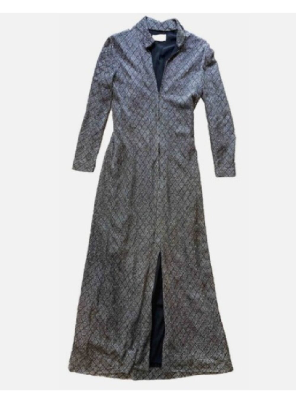 Vintage Donald Brooks Metallic Silver Black Disco Maxi Dress Gown 🪩 Studio 54